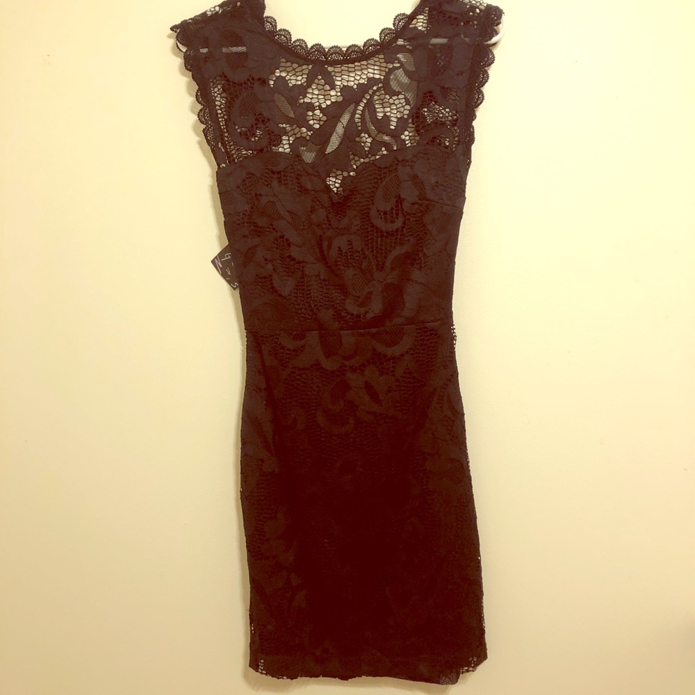 Nasty Gal black lace cocktail dress with open back